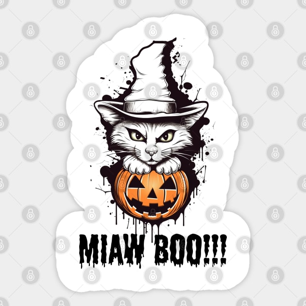 Cute Halloween Miaw Cat Boo Sticker by SzlagRPG